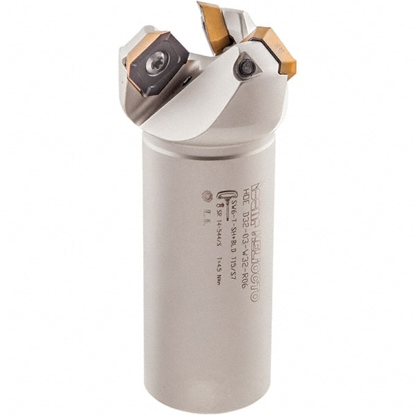 Iscar - 42° Lead Angle, 2.37" Max Cut Diam, 2" Min Cut Diam, 0.1" Max Depth of Cut, Indexable Chamfer and Angle End Mill - 4 Inserts, OECR, OEMT, OEMW-AETN, REMT, SEMT Insert Style, 4-1/2" Overall Length, Through Coolant, Weldon Flat - Exact Tooling