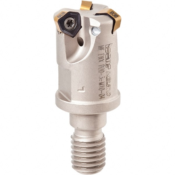 Iscar - 30° Lead Angle, 32mm Max Cut Diam, 22.5mm Min Cut Diam, 2mm Max Depth of Cut, Indexable Chamfer and Angle End Mill - 4 Inserts, H600 WXCU 05 Insert Style, 145mm Overall Length, Through Coolant, Straight Shank - Exact Tooling