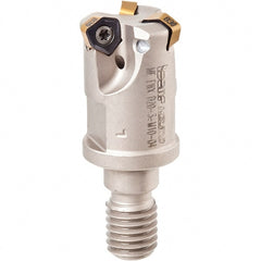 Iscar - 30° Lead Angle, 25mm Max Cut Diam, 15.5mm Min Cut Diam, 2mm Max Depth of Cut, Indexable Chamfer and Angle End Mill - 3 Inserts, H600 WXCU 05 Insert Style, 120mm Overall Length, Through Coolant, Straight Shank - Exact Tooling