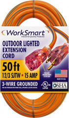 Value Collection - 50', 12/3 Gauge/Conductors, Orange/Blue Outdoor Extension Cord - 1 Receptacle, 15 Amps, UL SJTW, NEMA 5-15P - Exact Tooling