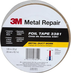 3M - 2" x 50 Yds Silver Foil Tape - 2.7 mil, Acrylic Adhesive, Aluminum Foil Backing, 10 Lb/ln Tensile Strength, -30°F to 260°F, Series 3381 - Exact Tooling