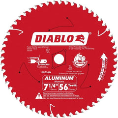 Freud - 7-1/4" Diam, 5/8" Arbor Hole Diam, 56 Tooth Wet & Dry Cut Saw Blade - Carbide-Tipped, Burr-Free Action, Standard Round Arbor - Exact Tooling