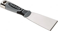 Hyde Tools - 2" Wide Stainless Steel Putty Knife - Stiff, Cushioned Grip Polypropylene Handle, 8" OAL - Exact Tooling
