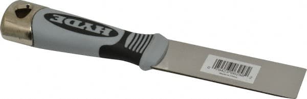 Hyde Tools - 1-1/4" Wide Stainless Steel Putty Knife - Stiff, Cushioned Grip Polypropylene Handle, 8" OAL - Exact Tooling