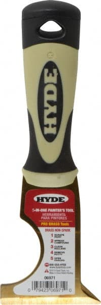 Hyde Tools - 2-1/2" Wide Brass Multi-Purpose Knife - Stiff, Cushioned Grip Polypropylene Handle, 8" OAL - Exact Tooling