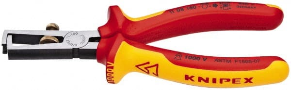 Knipex - 7 AWG to 13/64" Capacity Insulated Wire Stripper - 6-1/4" OAL, 1000 Volt Insulated Handle - Exact Tooling