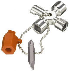 Knipex - 1 Piece Cabinet Key - 3 to 5mm Two-Way Key Bit Capacity, 5, 6, 8mm Square Capacity, 9mm Triangular Capacity - Exact Tooling