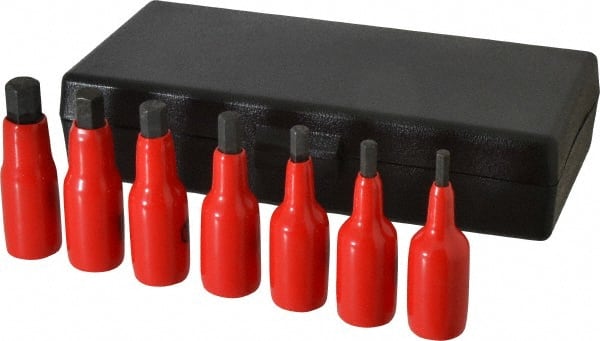 Wiha - 7 Piece 3/8" Drive Inch Hex Bit Socket Set - 3/16 to 1/2" Hex - Exact Tooling