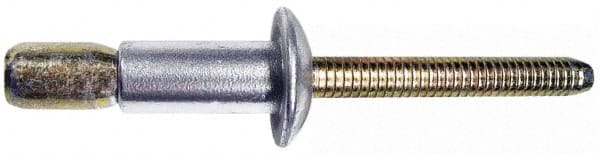 Marson - Truss Head Steel Structural Blind Rivet - Steel Mandrel, 0.08" to 3/8" Grip, 0.592" Head Diam, 0.261" to 0.272" Hole Diam, 0.56" Length Under Head, 1/4" Body Diam - Exact Tooling