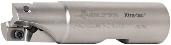 Walter - 3/4" Cut Diam, 11mm Max Depth of Cut, 3/4" Shank Diam, 3.061" OAL, Indexable Square Shoulder End Mill - AD.T 1204.. Inserts, Weldon Shank, 90° Lead Angle - Exact Tooling