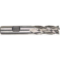 1-1/4 Dia. x 3-7/8 Overall Length 6-Flute Square End High Speed Steel SE End Mill-Round Shank-Non-Center Cut-Uncoated - Exact Tooling