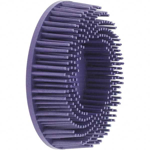Value Collection - 3" 36 Grit Ceramic Straight Disc Brush - Very Coarse Grade, Type R Quick Change Connector, 3/4" Trim Length, 0.37" Arbor Hole - Exact Tooling