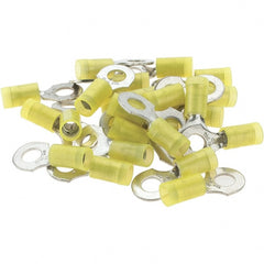 Value Collection - 12-10 AWG Partially Insulated Crimp Connection D Shaped Ring Terminal - 1/4" Stud, Tin Plated Copper Contact - Exact Tooling