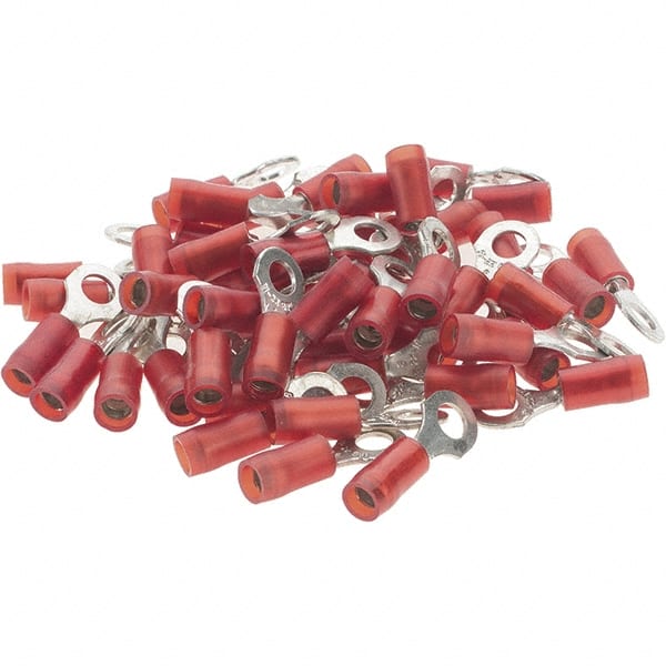 Value Collection - 22-18 AWG Partially Insulated Crimp Connection D Shaped Ring Terminal - #8 Stud, Tin Plated Copper Contact - Exact Tooling
