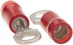 Value Collection - 22-18 AWG Partially Insulated Crimp Connection D Shaped Ring Terminal - #6 Stud, Tin Plated Copper Contact - Exact Tooling