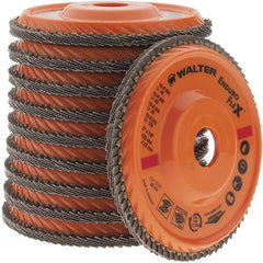 Value Collection - 60 Grit, 5" Disc Diam, 7/8" Center Hole, Type 28 Ceramic Flap Disc - 12,200 Max RPM, Coated - Exact Tooling