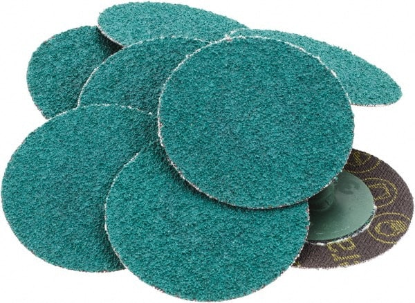Value Collection - 2" Disc Diam, 50 Grit, Aluminum Oxide Quick Change Disc - Type R Attaching System, Coated, Green, Coarse Grade, 25,000 RPM, 264F Series - Exact Tooling