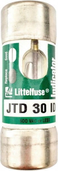 Value Collection - 250 VDC, 600 VAC, 30 Amp, Time Delay General Purpose Fuse - 2-1/4" OAL, 300 at AC kA Rating, 13/16" Diam - Exact Tooling