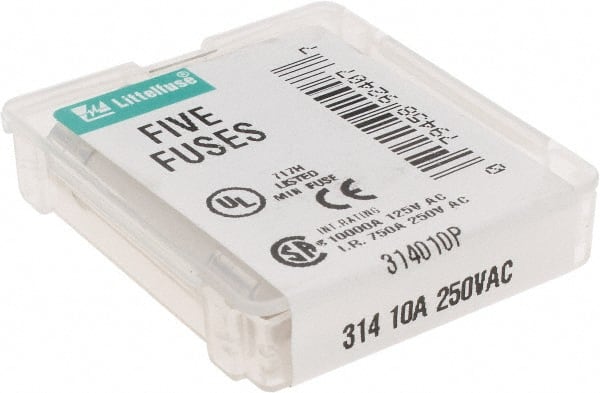 Value Collection - 250 VAC, 10 Amp, Fast-Acting Miniature Glass/Ceramic Fuse - 1-1/4" OAL, 1/4" Diam - Exact Tooling