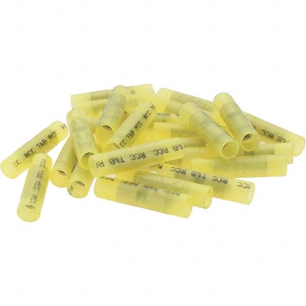 Value Collection - 12 to 10 AWG Compatible, Nylon Fully Insulated, Crimp-On Butt Splice Terminal - 2 Wire Entries, Copper Contacts, Tin Contact Plating, Yellow - Exact Tooling
