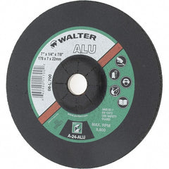 Value Collection - 7" Wheel Diam, 1/4" Wheel Thickness, 7/8" Arbor Hole, Type 27 Depressed Center Wheel - Aluminum Oxide, 8,600 Max RPM - Exact Tooling