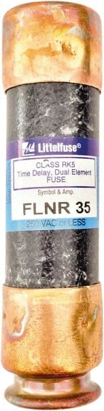 Value Collection - 125 VDC, 250 VAC, 35 Amp, Time Delay General Purpose Fuse - 3" OAL, 200 kA Rating, 13/16" Diam - Exact Tooling