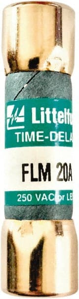 Value Collection - 250 VAC, 20 Amp, Time Delay Plug Fuse - 1-1/2" OAL, 10 at AC kA Rating, 13/32" Diam - Exact Tooling