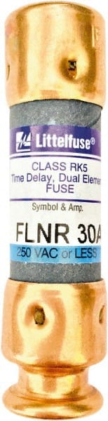 Value Collection - 125 VDC, 250 VAC, 30 Amp, Time Delay General Purpose Fuse - 2" OAL, 200 kA Rating, 9/16" Diam - Exact Tooling