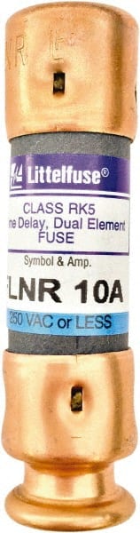 Value Collection - 125 VDC, 250 VAC, 10 Amp, Time Delay General Purpose Fuse - 2" OAL, 200 kA Rating, 9/16" Diam - Exact Tooling