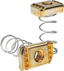 Value Collection - Steel Channel Nut with Spring for 3/8" Conduit - For Use with 1-1/2" Channel & 1-5/8" Channel - Exact Tooling