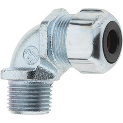 Value Collection - 1/4 to 3/8" Cable Capacity, Liquidtight, Elbow Strain Relief Cord Grip - Iron & Steel - Exact Tooling