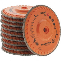 Value Collection - 120 Grit, 6" Disc Diam, 5/8-11 Center Hole, Type 29 Zirconia Alumina Flap Disc - 10,200 Max RPM, Arbor Attaching System, Coated - Exact Tooling