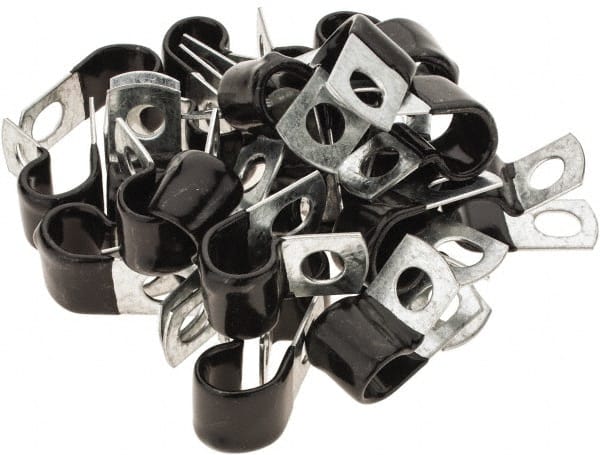Value Collection - 1/2" Bundle Diam, 3/8" Hole, Steel Clamp - 3/4" Wide, Black - Exact Tooling