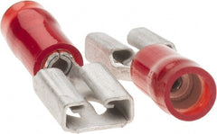 Value Collection - 22 to 18 AWG, Nylon, Partially Insulated, Female Wire Disconnect - 1/4" Wide Tab, Red, CSA Certified, UL Listed - Exact Tooling
