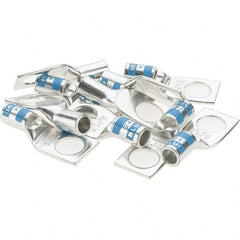 Value Collection - 6 AWG Noninsulated Crimp Connection Square Ring Terminal - 3/8" Stud, 1.39" OAL x 0.6" Wide, Tin Plated Copper Contact - Exact Tooling