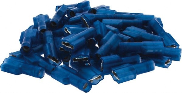 Value Collection - 16 to 14 AWG, Nylon, Fully Insulated, Female Wire Disconnect - 1/4" Wide Tab, Blue, CSA Certified, UL Listed - Exact Tooling