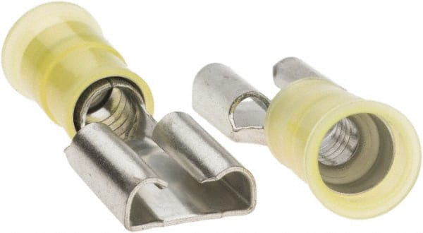 Value Collection - 16 to 12 AWG, Nylon, Fully Insulated, Male Wire Disconnect - 3/8" Wide Tab, Yellow, CSA Certified, UL Listed - Exact Tooling