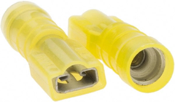 Value Collection - 12 to 10 AWG, Nylon, Fully Insulated, Female Wire Disconnect - 1/4" Wide Tab, Yellow, CSA Certified, UL Listed - Exact Tooling