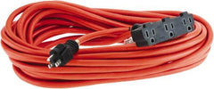 Value Collection - 50', 12/3 Gauge/Conductors, Orange Indoor & Outdoor Extension Cord - 15 Amps, 125 Volts, UL SJTW - Exact Tooling