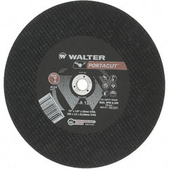 Value Collection - 12" 24 Grit Aluminum Oxide Cutoff Wheel - 1/8" Thick, 20mm Arbor, 6,300 Max RPM - Exact Tooling