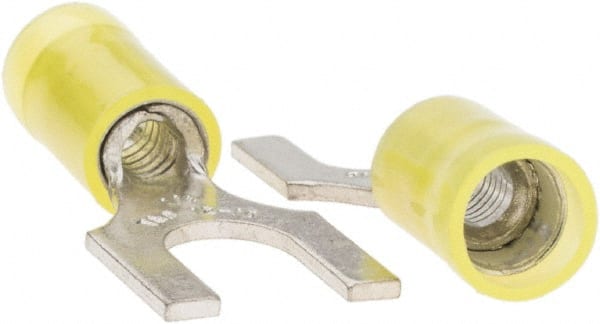 Value Collection - 1/4" Stud, 12 to 10 AWG Compatible, Partially Insulated, Crimp Connection, Standard Fork Terminal - Exact Tooling
