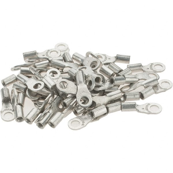 Value Collection - 22-16 AWG Noninsulated Crimp Connection D Shaped Ring Terminal - #6 Stud, Tin Plated Copper Contact - Exact Tooling