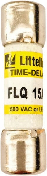 Value Collection - 500 VAC, 15 Amp, Time Delay General Purpose Fuse - 1-1/2" OAL, 13/32" Diam - Exact Tooling