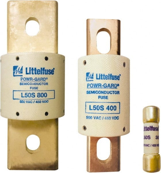 Value Collection - 450 VDC, 500 VAC, 50 Amp, Fast-Acting Semiconductor/High Speed Fuse - Bolt-on Mount, 3-3/16" OAL, 20 at DC, 200 at AC kA Rating, 13/16" Diam - Exact Tooling