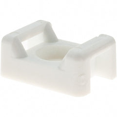 Value Collection - White, Cable Tie Mounting Base - 7/8" Long x 9.5mm High x 5/8" Wide Fastener Mount, Screw Size 8 - Exact Tooling