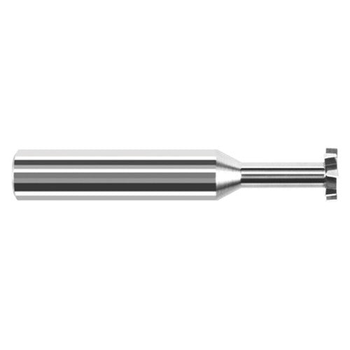 Staggered Tooth - 0.2500″ (1/4″) Cutter Diameter × 0.0050″ Radius × 0.0620″ (1/16″) Width × 0.3750″ (3/8″) Neck Length Carbide Corner Radius Stagger Keyseat Cutter, 6 Flutes - Exact Tooling