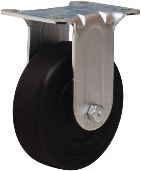 Hamilton - 4" Diam x 1-1/4" Wide x 5" OAH Top Plate Mount Rigid Caster - Hard Rubber, 165 Lb Capacity, Self-Lubricating Bearing, 2-3/4 x 3-3/4" Plate - Exact Tooling