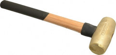 American Hammer - 5 Lb Head 1-3/4" Face Brass Nonmarring Hammer - 16" OAL, Wood Handle - Exact Tooling