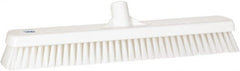 Vikan - 1.8" Bristle Length, Polyester Scrub Brush - 18" Long x 2-1/2" Wide Head, 19" OAL, European Threaded Handle, White, Polypropylene Block - Exact Tooling