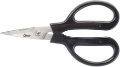 Clauss - 3" LOC, 9-1/4" OAL Stainless Steel Blunt Point Trimmers - Serrated, Plastic Handle, For Paper, Fabric - Exact Tooling